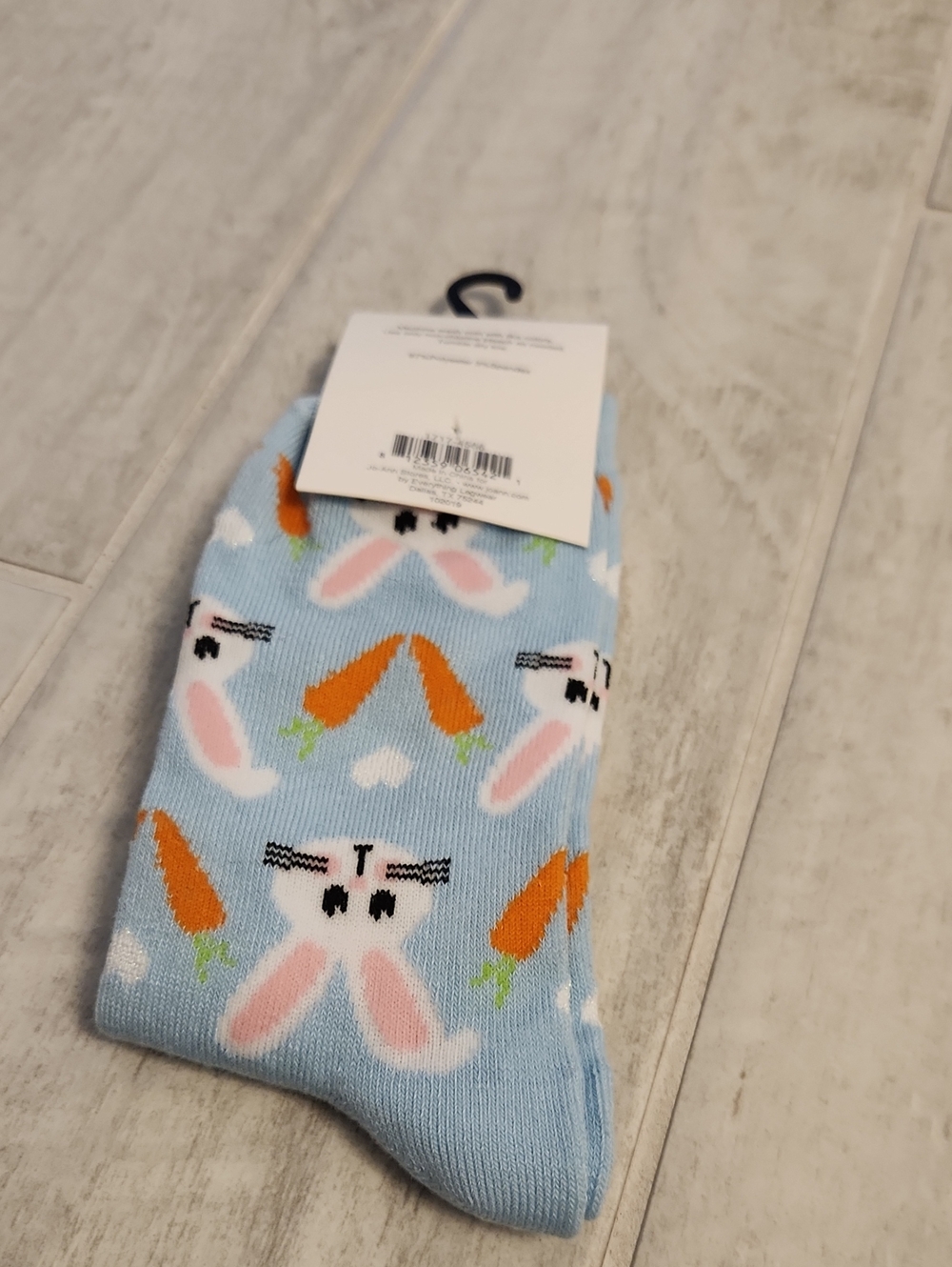 Kids Bunny & Carrot Crew Socks - Light Blue
